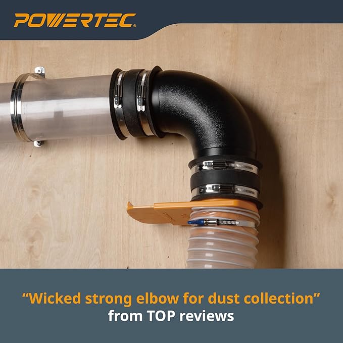 POWERTEC 70105 4" Elbow Dust Hose Connector, 90 Degree Elbow - Image 5