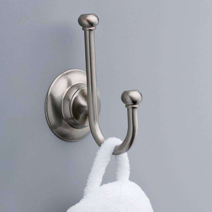 Delta Porter Towel Hooks SpotShield Brushed Nickel Double J, Wall Mounted - Image 2