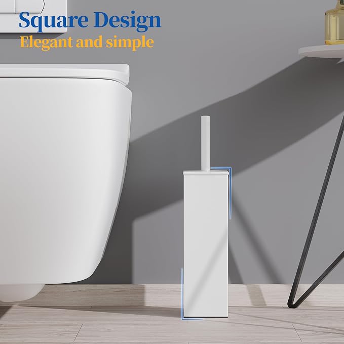 RUACQ Toilet Brush and Holder Set, Square Toilet Bowl Brush - Image 2