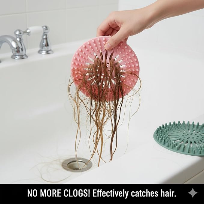 Silicone Drain Hair Catcher 5-Pack – Flexible TPR Drain Strainer & Cover - Image 5