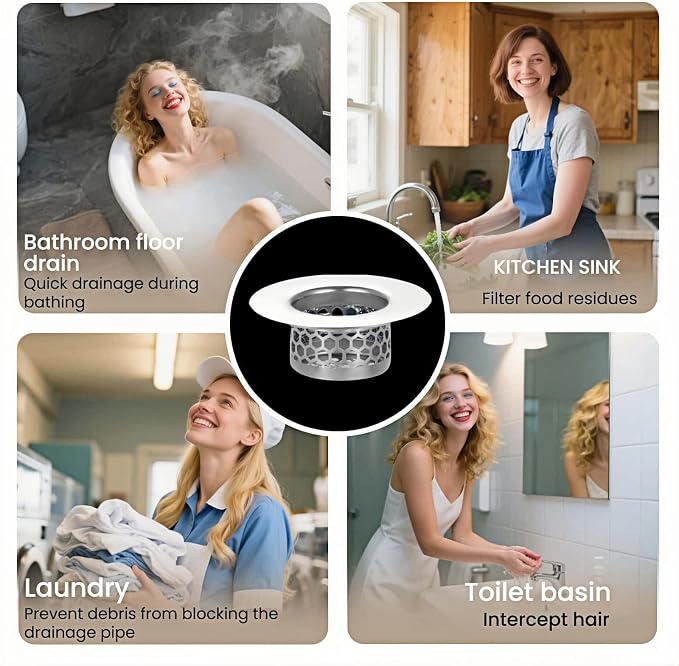 Bathroom Sink & Bathtub Drain Filter Strainer Set - Image 9