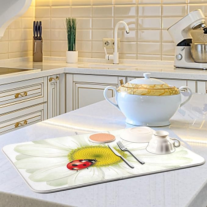 Tarity White Daisy Dish Drying Mat - Image 6