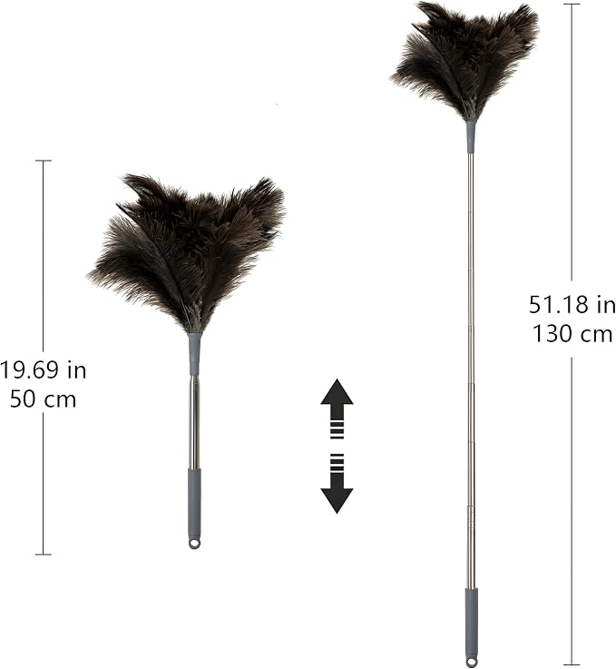 Extendable Ostrich Feather Duster – 51" Long Reach Telescopic Handle Cleaning - Image 2