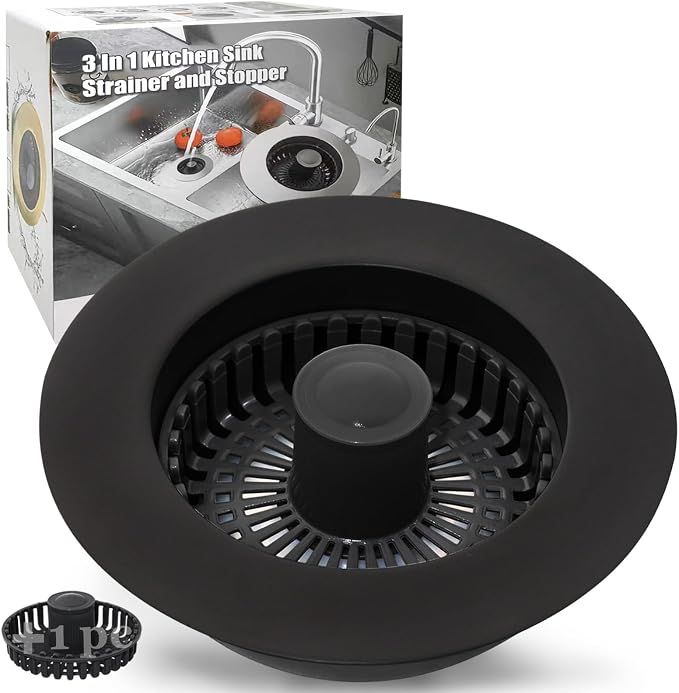 Kitchen Sink Drain Strainer, 3 in 1 Pop Up Kitchen Sink Stopper, by Anlige
