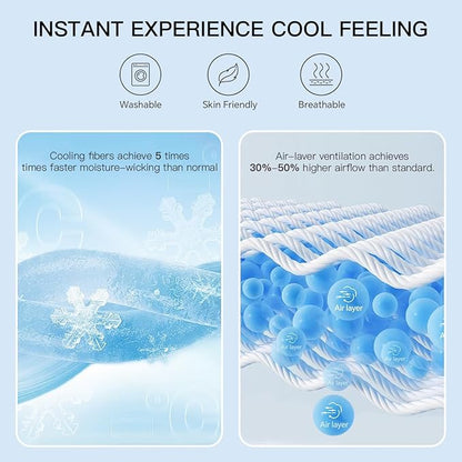 Cooling Mattress Topper Queen Size - Pillow Top Mattress Pad for Hot Sleepers - Breathable Ultra Soft Mattresses Protector with 8-21 Inch Deep Pocket (60x80 inch, Pearl White)