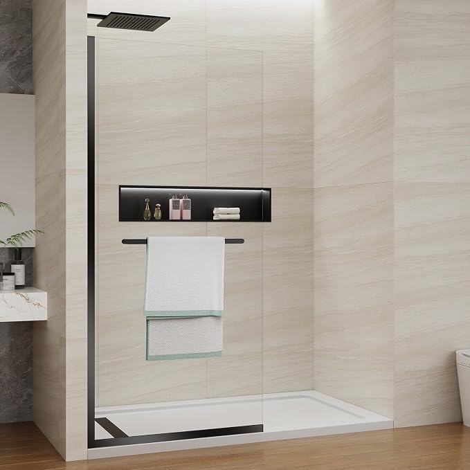 Shower Screen 36" x 76" Half Frameless Shower Wall Panel, Tempered Glass 3/8 - Image 7