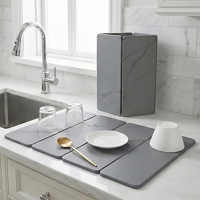 Large 4-Panel Stone Drying Mat for Kitchen Counter, Stable Hard Stone Pad for by Unknown