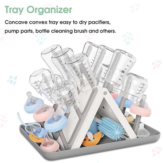 Large Baby Bottle Drying Rack, Space Saving 18 Hooks Slope Travel Bottle Dryer - Image 7
