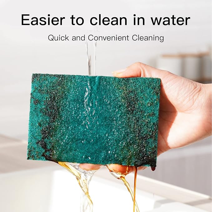 Heavy Duty Scour Pads Sponge Dish Scrubber Non-Scratch Green Reusable Household - Image 5