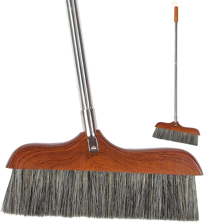 Yardwe Horse Hair Soft Bristle Broom Wooden Handle Angle Broom Floor Cleaning by YARDWE
