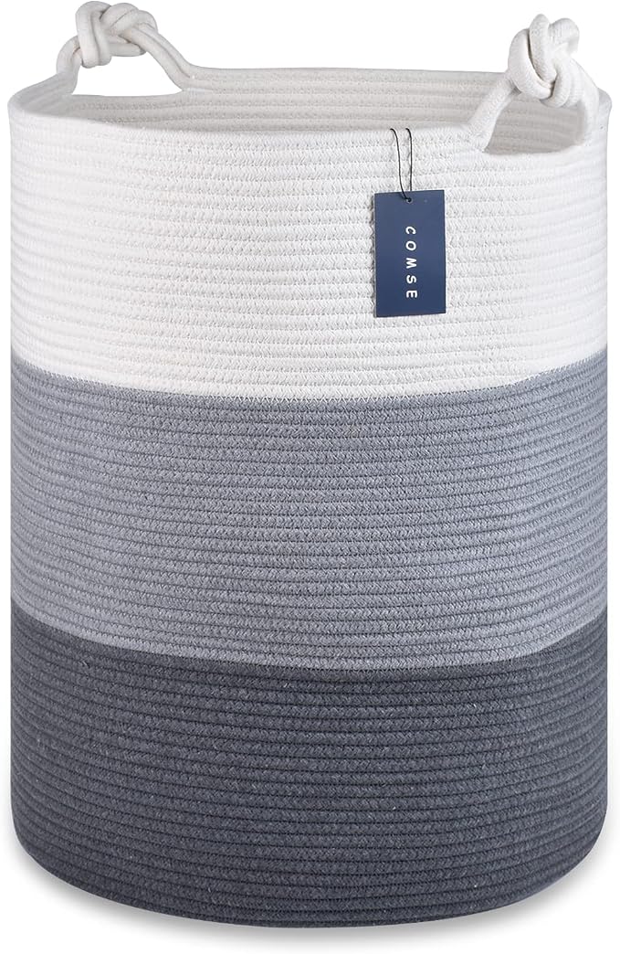 COMSE Laundry Hamper, Extra Large 15.7"x 21.7", Cotton Rope Basket by COMSE