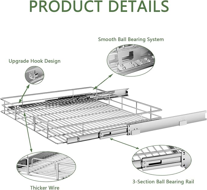 Pull Out Cabinet Organizer 30" W x 21½" D, Heavy Duty Cabinet Pull Out Shelves - Image 7