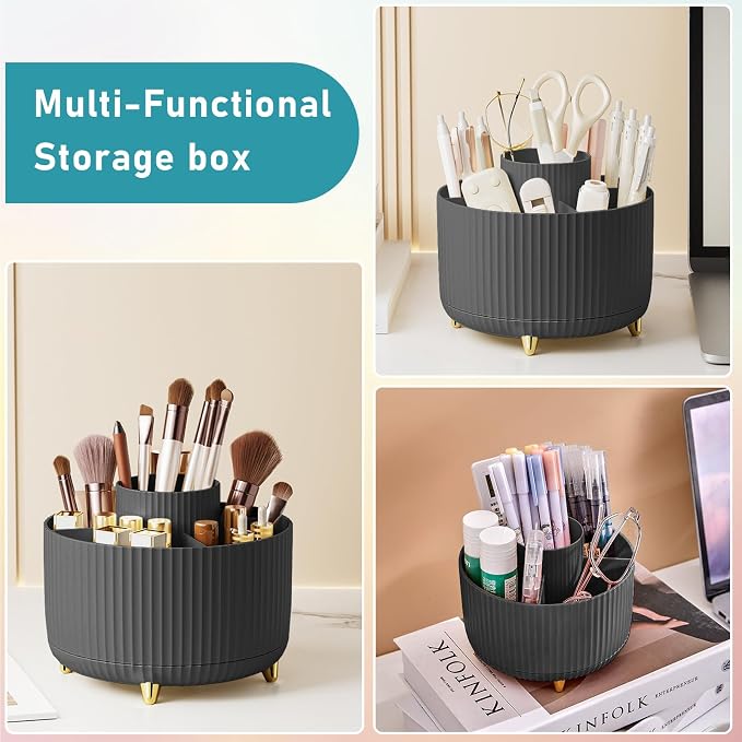 Makeup Brush Holder Organizer, 360° Rotating Makeup Brush Organizer, 5 Slot - Image 4
