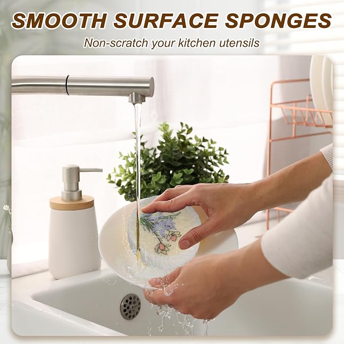uxcell 6Pcs Cellulose Sponges, Round Kitchen Clean Sponges Non-Scratch - Image 5