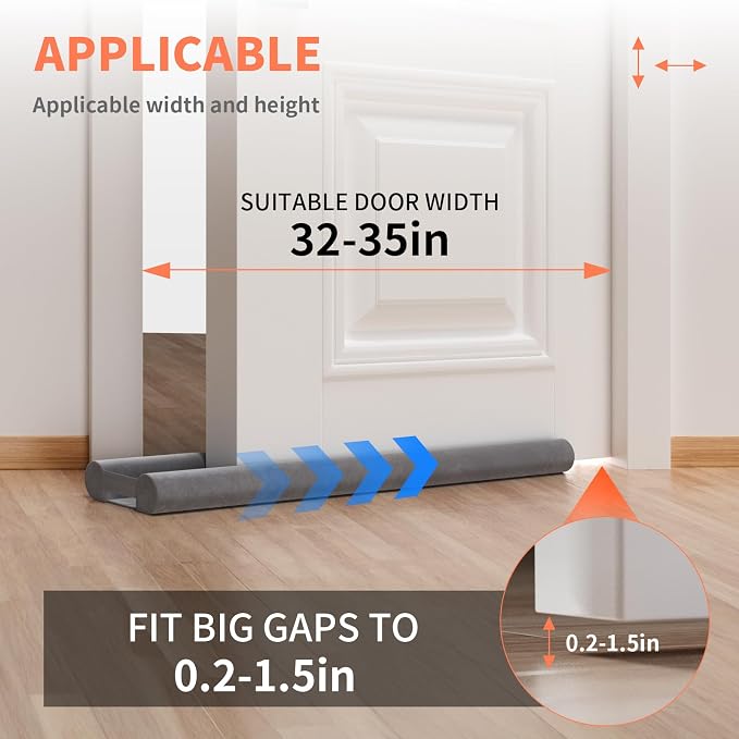 Door Draft Stopper for Bottom of Door, Under Door Gap Filler/Seal for Big Gap - Image 2