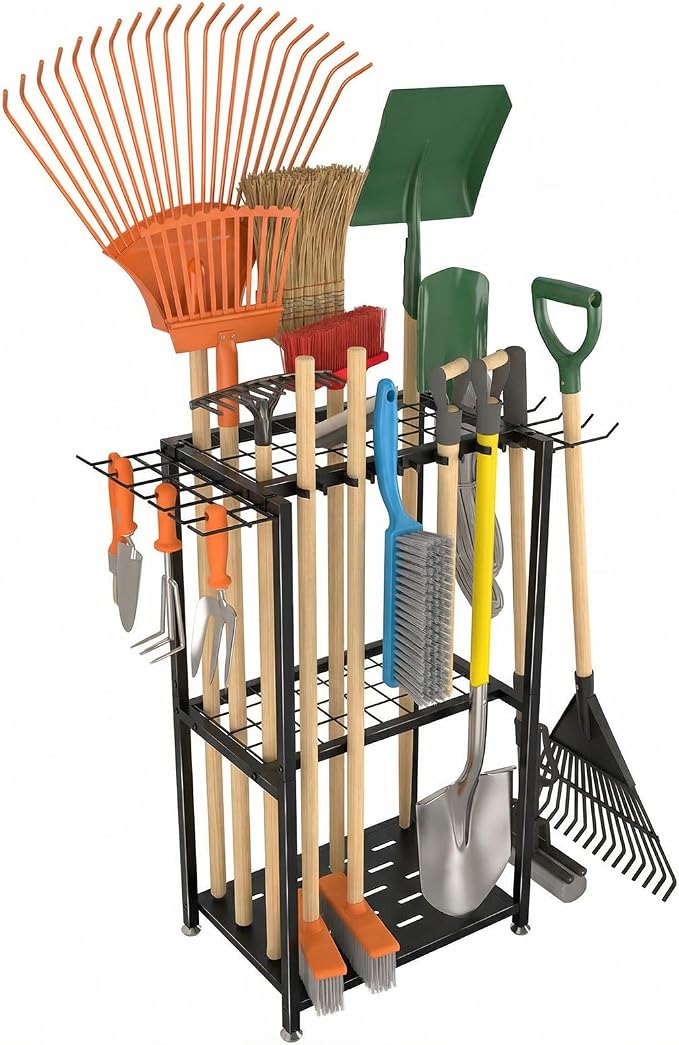 Garden Tool Organizer, 3-Tier Metal Yard Tool Rack by Faesun