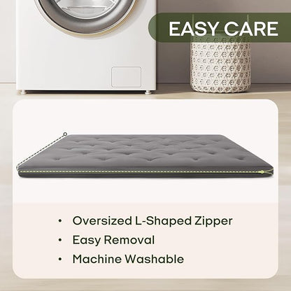 ZonLi Japanese Floor Futon Mattress Queen Size 80"x 60", 100% Cotton Cover 2.5'' Thicken Tatami Mattress, Foldable Sleeping Pad, Portable Dormitory Tatami Mat(Grey)
