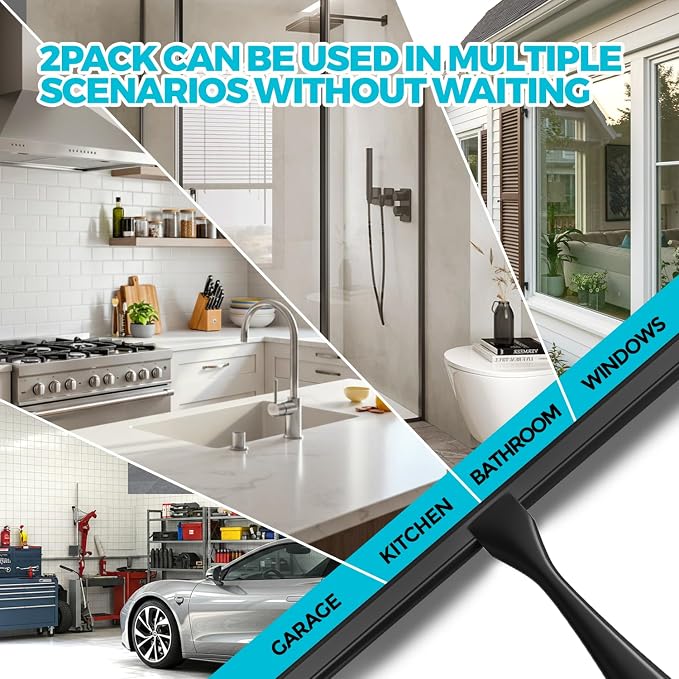 2PACK 12-Inch All-Purpose Shower Squeegee - Image 2