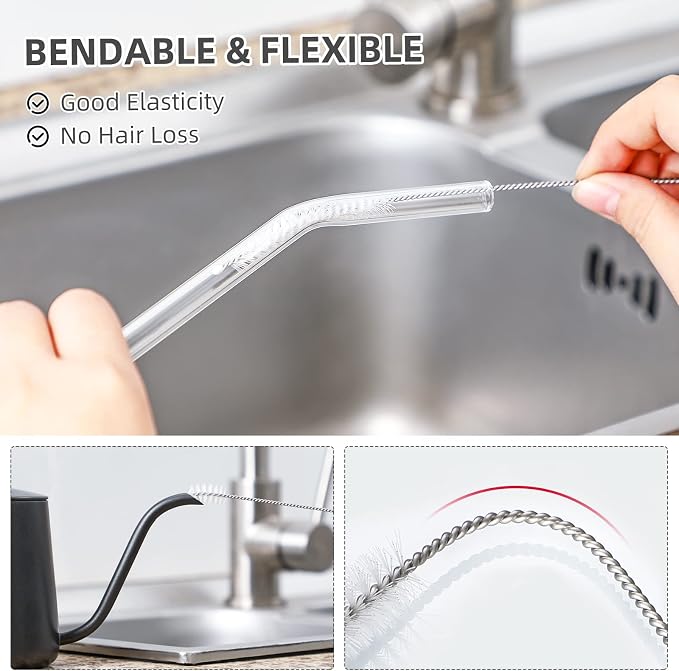 Hiware Straw Cleaner Brush Set, 8-Piece Long Cleaning Brush - Image 5
