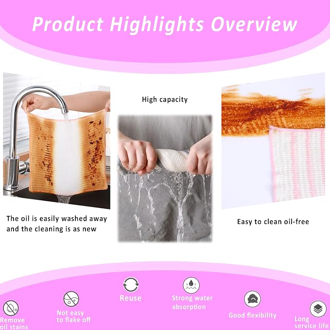 10 Packs Wood Fiber Cleaning Cloths, Household Super Absorbent Cleaning Cloth - Image 3