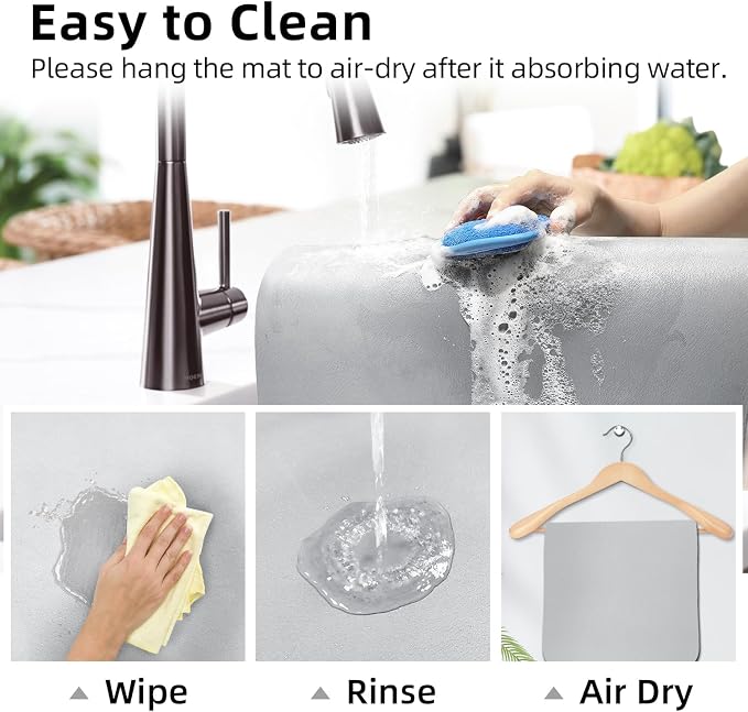 LOPNUR Kitchen Dish Drying Mat, Super Absorbent Dish Drying Pad, Diatomite - Image 9