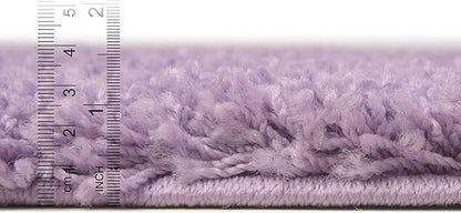 Unique Loom Solid Shag Collection Area Rug (4' 1" Round, Lilac)