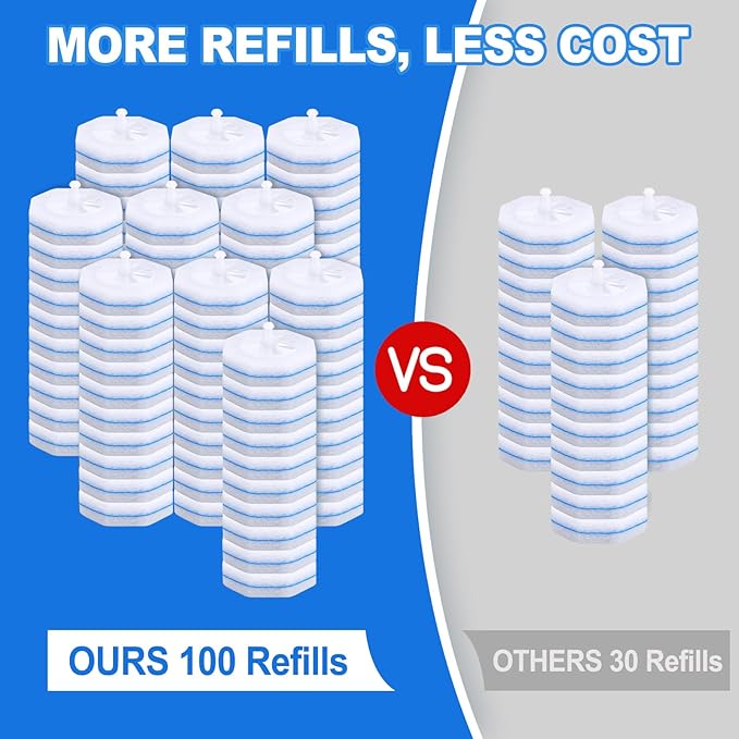 100 Count Disposable Toilet Brush, Toilet Cleaner Wand Refills Compatible - Image 2