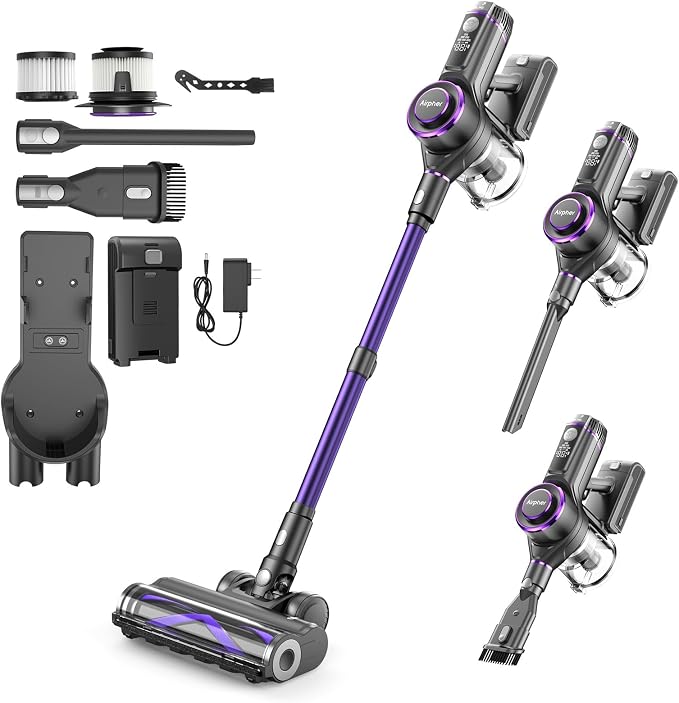 Cordless Vacuum Cleaner, 600W 65KPA Dual Motor Vacuum by Airpher