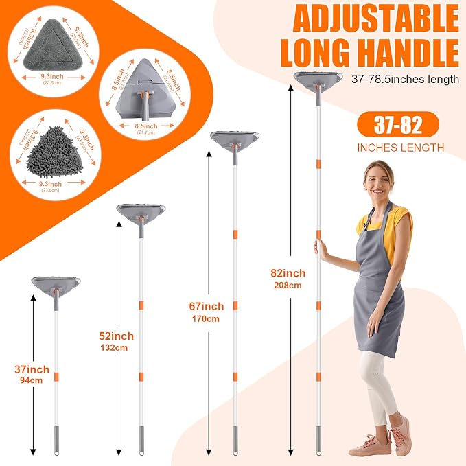 Wall Cleaner Mop with Long Handle 82 Inches, 3-in-1 Ceiling Cleaning Tool - Image 4