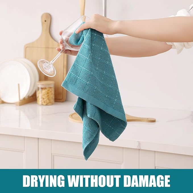Homaxy 100% Cotton Terry Kitchen Towels, Checkered Designed, Soft and Super - Image 4