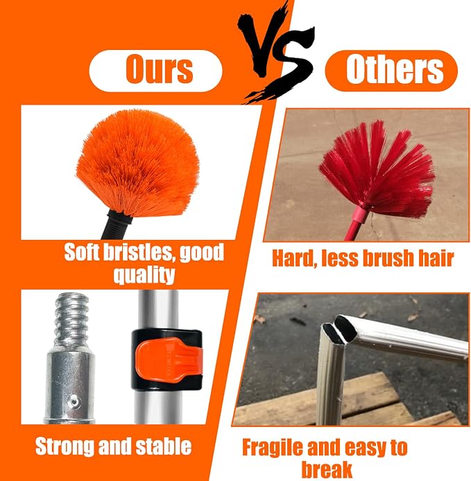 Buyplus 26FT Reach Cobweb Duster, Outdoor Spider Web Cleaner Brush - Image 5