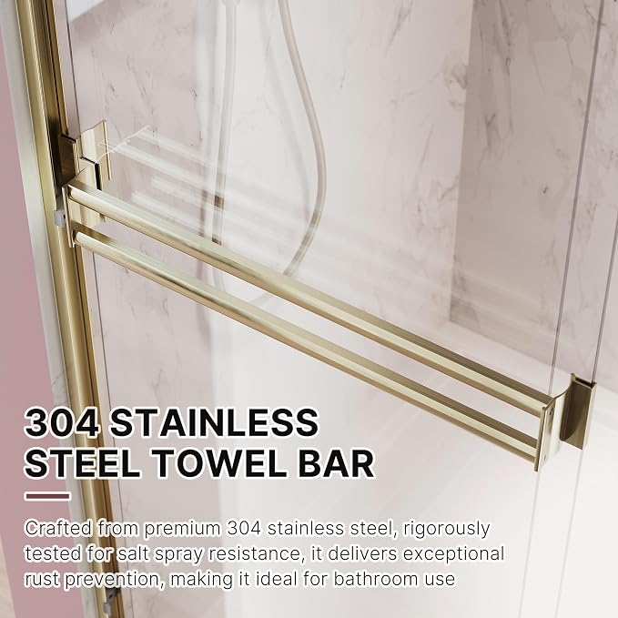 Shower Door 50-54 in. W x 72 in. H, UCALAFEE Semi-Frameless Double Sliding - Image 3