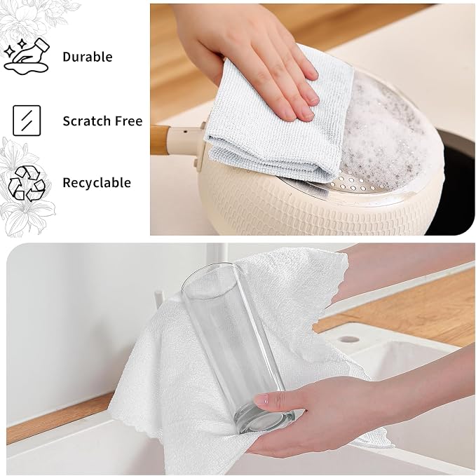 80 Pack Microfiber Cleaning Cloth Roll, Lint Free Rags & Tear Away Reusable - Image 2