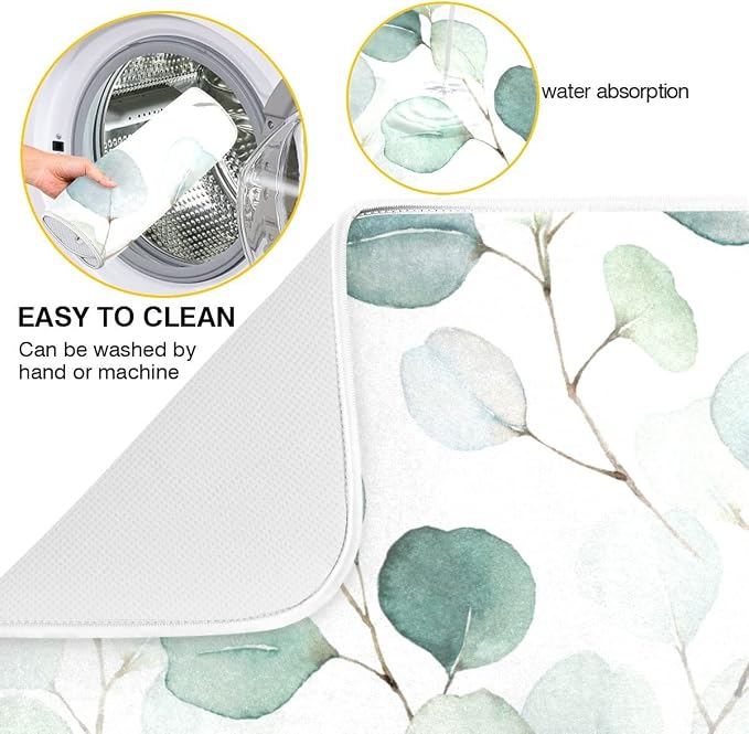 Green Leaves Dish Drying Mat 18x24 - Image 2