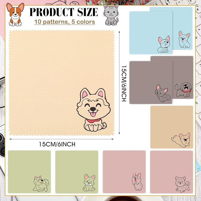 WILLBOND 20 Pcs Microfiber Cleaning Cloth Cute Dog Design Microfiber Cloth Soft - Image 3