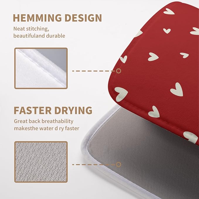 Valentines Day Dish Drying Mat 18x24 Inch Valentine Red Love Heart Drying Mats - Image 4