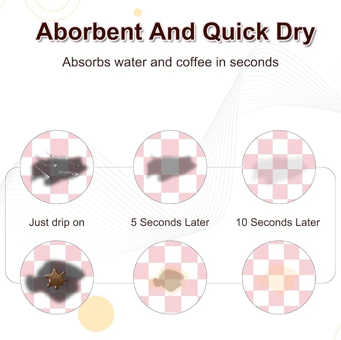 Dish Drying Mat for Kitchen Counter, 17’’ X 28’’ Checkered Large Coffee Station - Image 3