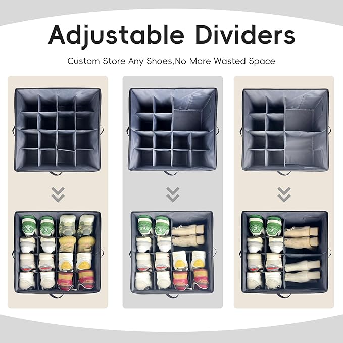 Shoe Organizer for Closet, 3 Pack Shoe Storage Bins - Image 3
