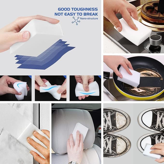 100 Pack Magic Sponge Eraser, Premium Reusable Melamine Sponges, Powerful - Image 2