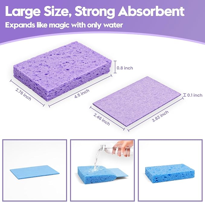 18 Pack Compressed Cellulose Sponges, 6 Color Assorted Kitchen Cleaning Sponges - Image 2