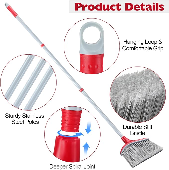 Meanplan 6 Pcs Angle Broom and Dustpan Combo Set - Image 4