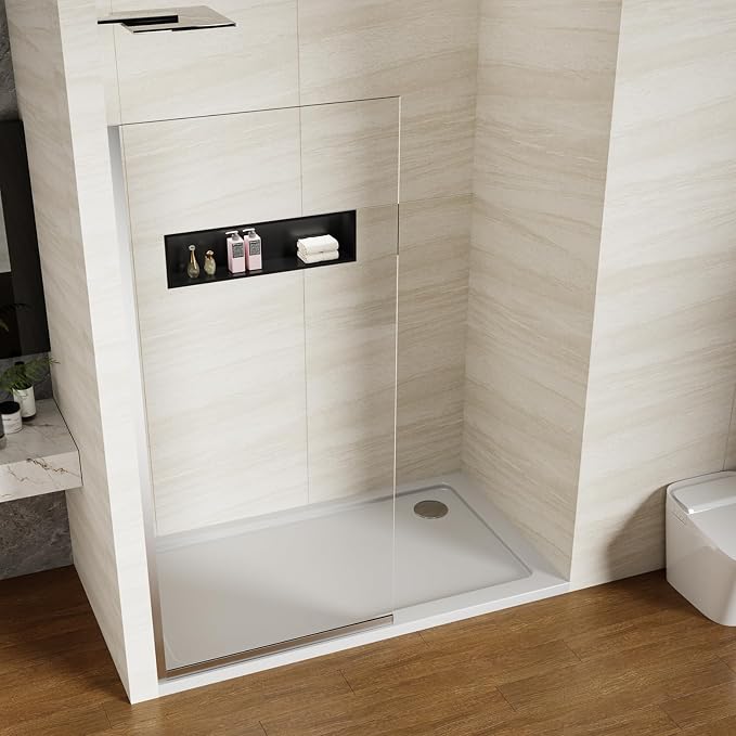Shower Screen 36" x 76" Half Frameless Shower Wall Panel, Tempered Glass 3/8 - Image 2