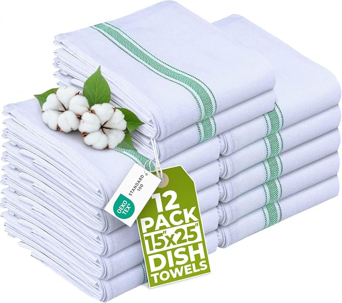 Utopia Towels Green Dish Towels 100% Ring Spun Cotton Highly Absorbent & by UTOPIATOWELS