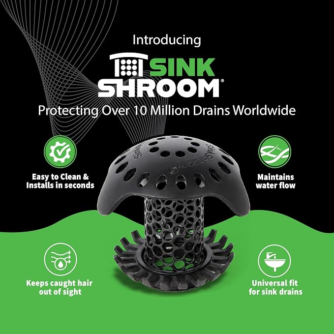 SinkShroom Ultra Bathroom Sink Drain Protector, Stainless Steel, Matte Black - Image 3