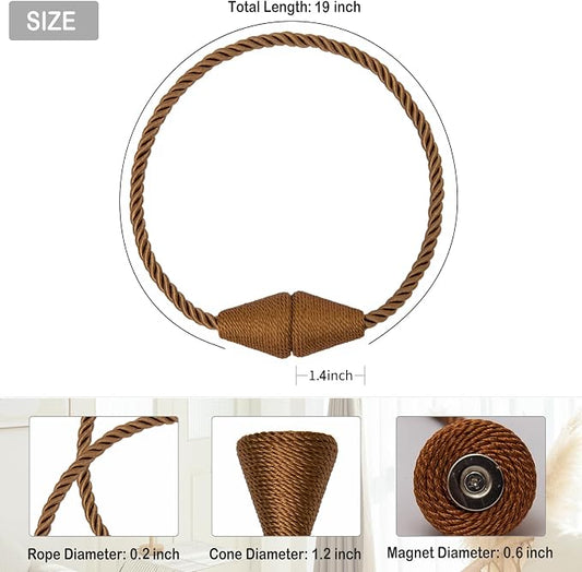 Magnetic Curtain Tiebacks 2 Pack Outdoor Rope Curtain Tie Backs Decorative - Image 2