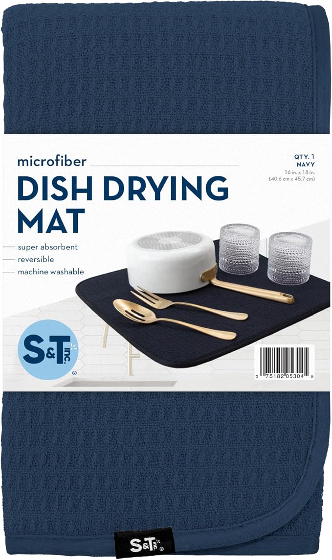 S&T INC. Dish Drying Mat, 16” x 18”, Absorbent Microfiber Kitchen Counter Mat - Image 8