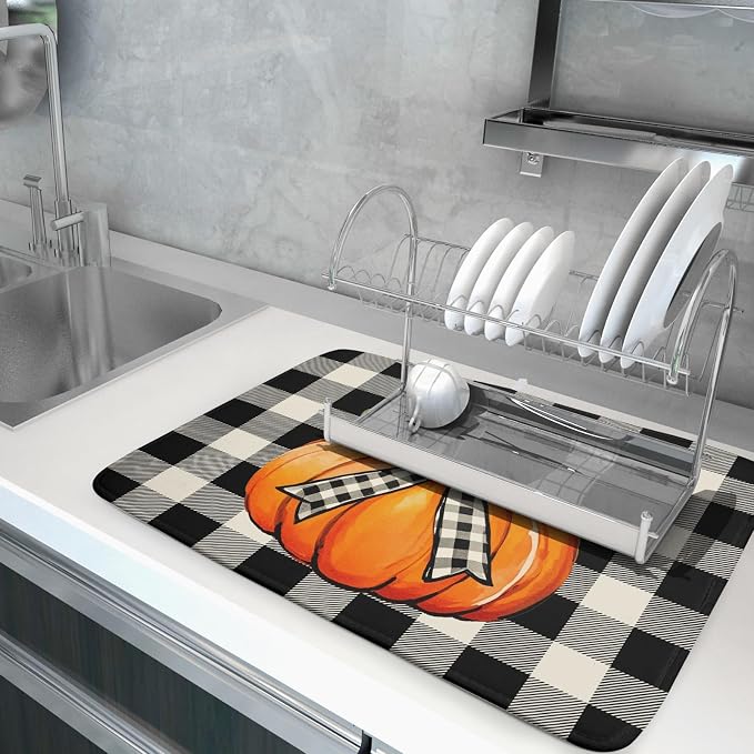 Fall Thanksgiving Pumpkin Dish Drying Mat - Image 5