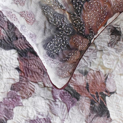 The HomeCentric King/Queen/Twin Purple Decorative Full 68"x18" Bed Runner with Two Pillow Cover, Floral, Roses, Bead Embroidery & Handmade Bed Scarf on Jacquard Fabric - Wood Rose