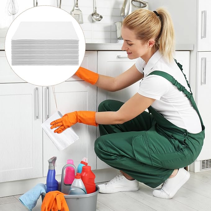 Tranqun 100 Pcs Disposable Microfiber Cleaning Cloth Bulk 12 x 12 Inch Lint - Image 6