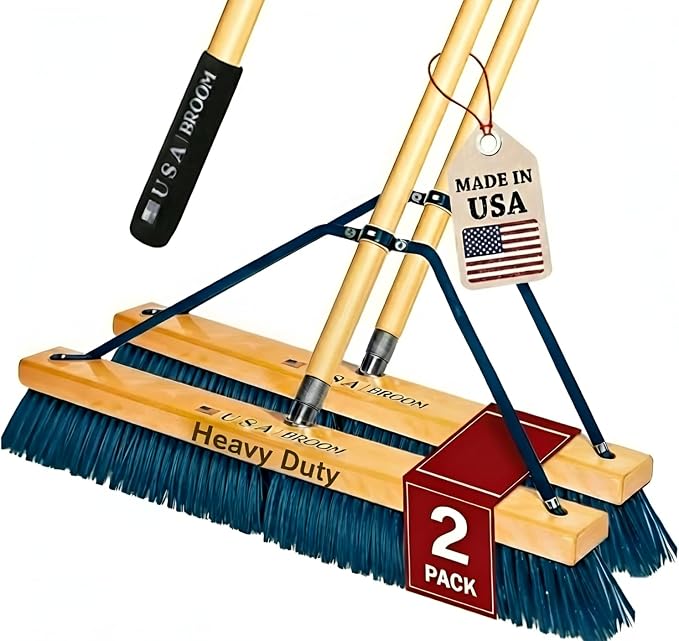 2-Pack - 24" Heavy Duty Outdoor Push Broom by USABroom-HighQuality